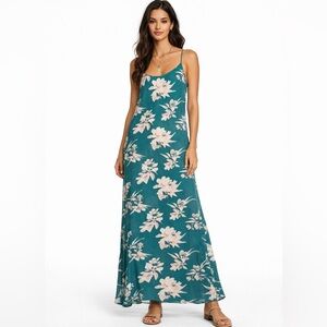 Free People Intimately Maxi Floral Strappy Dress in Emerald size XS